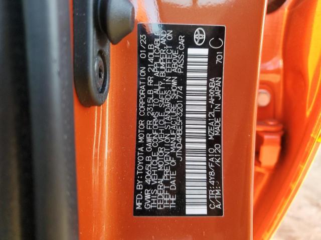 JTND4MBE5P3201774 - 2023 TOYOTA COROLLA SE ORANGE photo 12