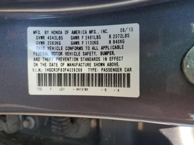 1HGCR3F83FA036268 - 2015 HONDA ACCORD EXL GRAY photo 12