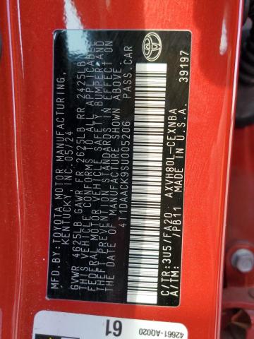 4T1DAACK9SU005206 - 2025 TOYOTA CAMRY XSE 红色 照片 13