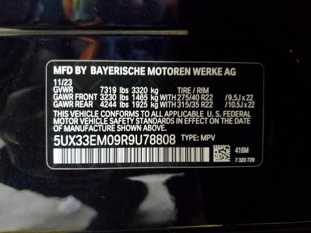 5UX33EM09R9U78808 - 2024 BMW X7 M60I BLUE photo 13