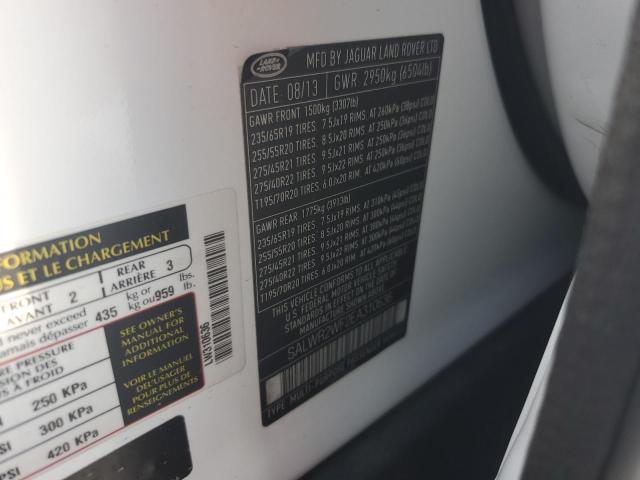 SALWR2WF2EA310636 - 2014 LAND ROVER RANGE ROVE HSE WHITE photo 13