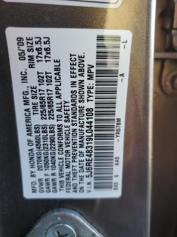 5J6RE48319L044108 - 2009 HONDA CR-V LX GRAY photo 12