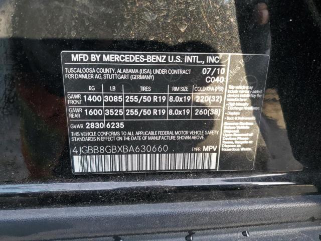4JGBB8GBXBA630660 - 2011 MERCEDES-BENZ ML 350 4MATIC BLACK photo 13