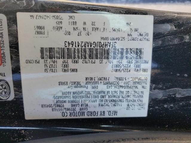 3FAHP0JG4AR241643 - 2010 FORD FUSION SEL BLACK photo 12