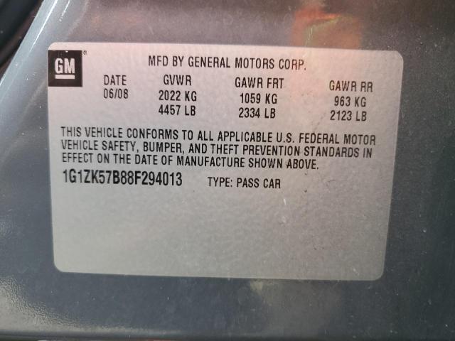 1G1ZK57B88F294013 - 2008 CHEVROLET MALIBU LTZ ნაცრისფერი ფოტო 12