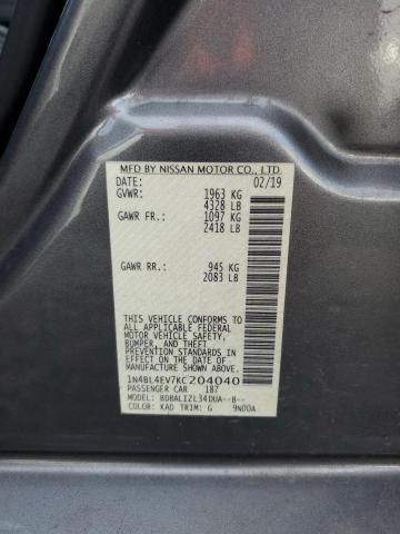 1N4BL4EV7KC204040 - 2019 NISSAN ALTIMA SL GRAY photo 12