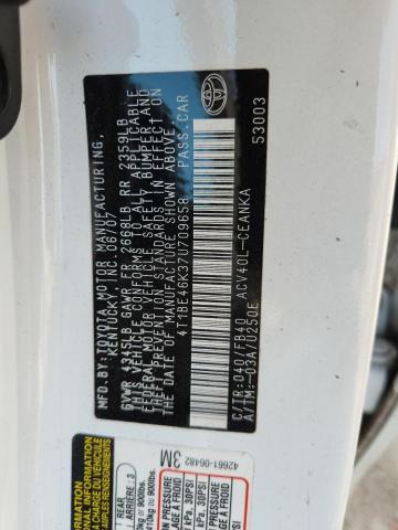 4T1BE46K37U709658 - 2007 TOYOTA CAMRY CE WHITE photo 12