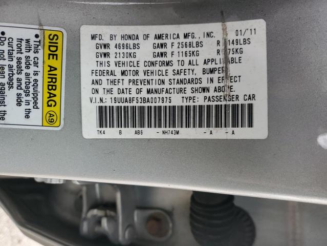 19UUA8F53BA007975 - 2011 ACURA TL SILVER photo 12