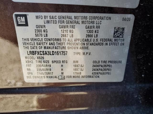 LRBFXCSA3LD161757 - 2020 BUICK ENVISION ESSENCE Շագանակագույն լուսանկար 12