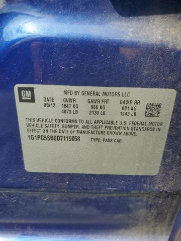 1G1PC5SB0D7119058 - 2013 CHEVROLET CRUZE LT BLUE photo 12