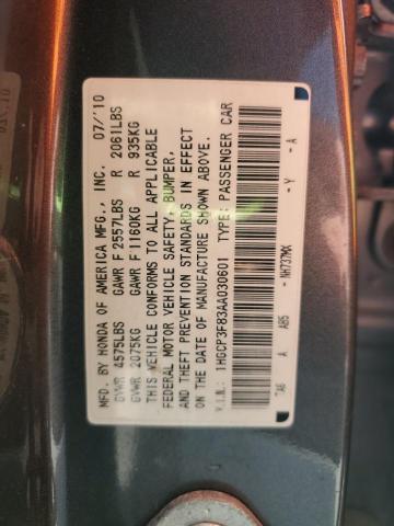 1HGCP3F83AA030601 - 2010 HONDA ACCORD EXL GRAY photo 12