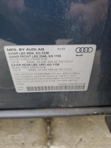 WA1ECCFS9JR018169 - 2018 AUDI Q3 PREMIUM Bleu photo 13
