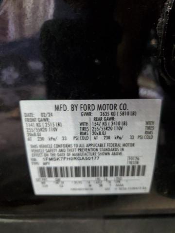 1FMSK7FH0RGA50177 - 2024 FORD EXPLORER LIMITED Czarny zdjęcie 13