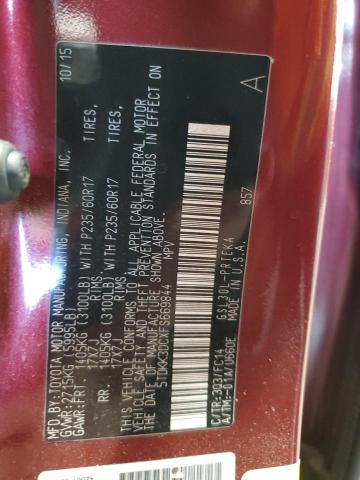 5TDKK3DCXFS669844 - 2015 TOYOTA SIENNA LE BURGUNDY photo 13