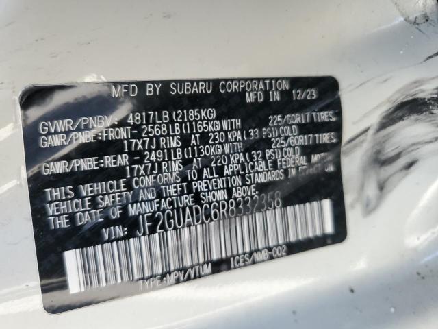 JF2GUADC6R8332358 - 2024 SUBARU CROSSTREK PREMIUM WHITE photo 13