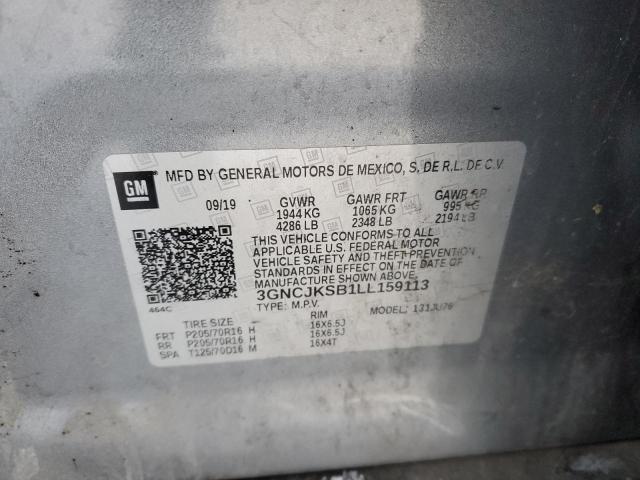 3GNCJKSB1LL159113 - 2020 CHEVROLET TRAX LS GRAY photo 13