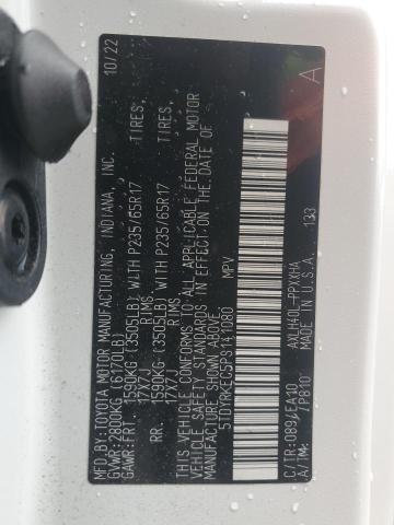 5TDYRKEC5PS141080 - 2023 TOYOTA SIENNA XLE WHITE photo 14