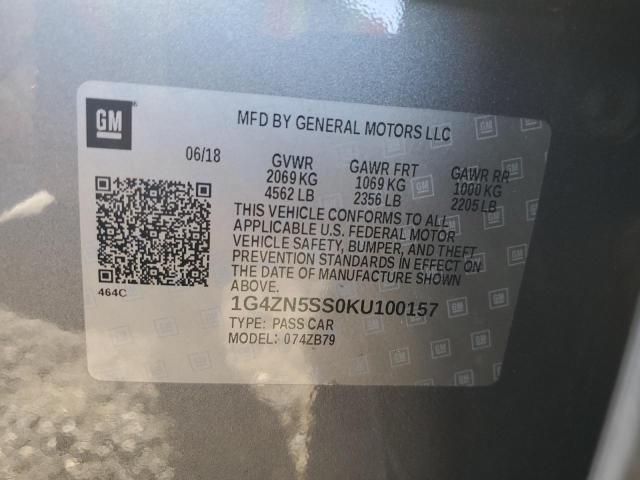 1G4ZN5SS0KU100157 - 2019 BUICK LACROSSE PREFERRED GRAY photo 12