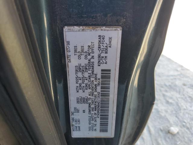 4TASM92N6WZ172642 - 1998 TOYOTA TACOMA XTRACAB PRERUNNER მწვანე ფოტო 12