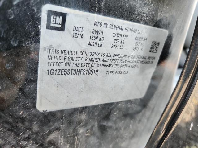 1G1ZE5ST3HF210610 - 2017 CHEVROLET MALIBU LT BLACK photo 12