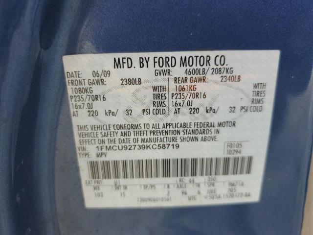 1FMCU92739KC58719 - 2009 FORD ESCAPE XLS BLUE photo 13