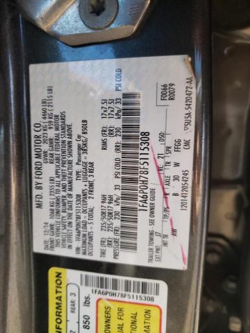 1FA6P0H78F5115308 - 2015 FORD FUSION SE GRAY photo 12