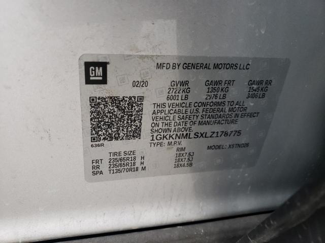 1GKKNMLSXLZ178775 - 2020 GMC ACADIA SLT SILVER photo 13