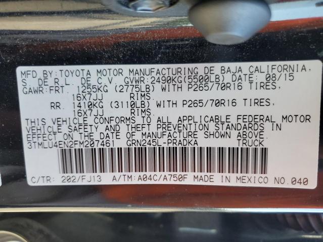 3TMLU4EN2FM207461 - 2015 TOYOTA TACOMA DOUBLE CAB 黑色 照片 12