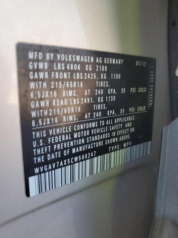 WVGAV7AX5CW560247 - 2012 VOLKSWAGEN TIGUAN S 银色 照片 13