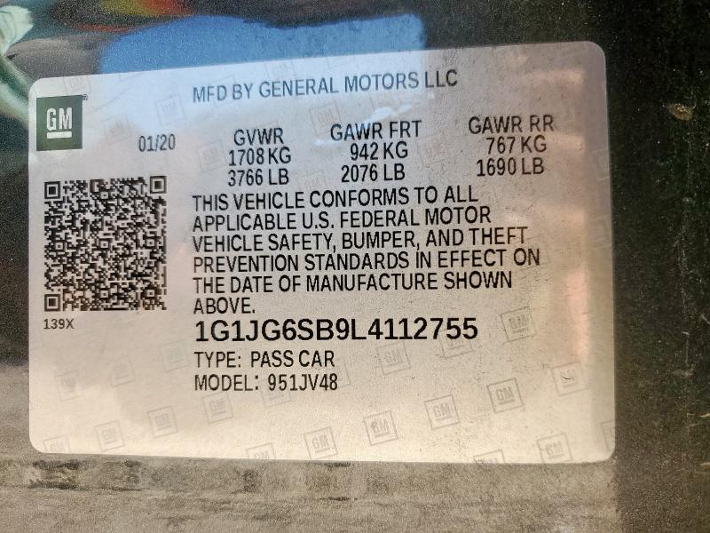 1G1JG6SB9L4112755 - 2020 CHEVROLET SONIC GRAY photo 13