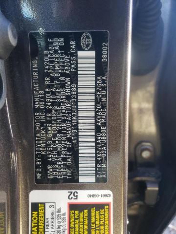 4T1B11HK3JU133889 - 2018 TOYOTA CAMRY L BROWN photo 12