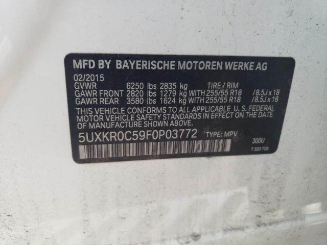 5UXKR0C59F0P03772 - 2015 BMW X5 XDRIVE35I WHITE photo 12