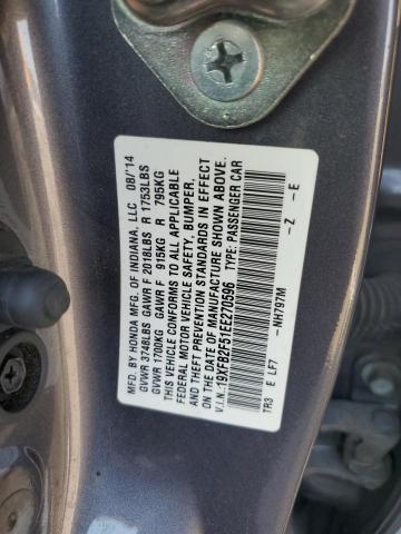 19XFB2F51EE270596 - 2014 HONDA CIVIC LX GRAY photo 12