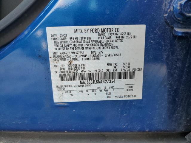 MAJ6S3JL8MC427354 - 2021 FORD ECOSPORT SES BLUE photo 13