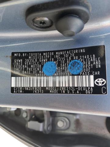 5YFEPMAE7MP177191 - 2021 TOYOTA COROLLA LE BLUE photo 12