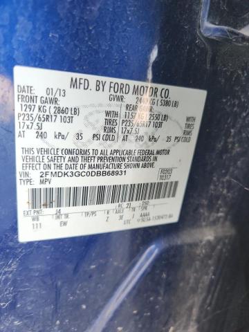2FMDK3GC0DBB68931 - 2013 FORD EDGE SE BLUE photo 13