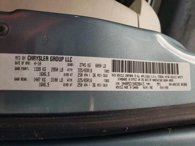 2A4RR5D15AR298415 - 2010 CHRYSLER TOWN & COU TOURING TURQUOISE photo 14