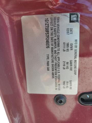 1G1ZT58F57F246076 - 2007 CHEVROLET MALIBU LT BURGUNDY photo 12