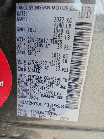 5N1AT2MT8JC718998 - 2018 NISSAN ROGUE S GRAY photo 13