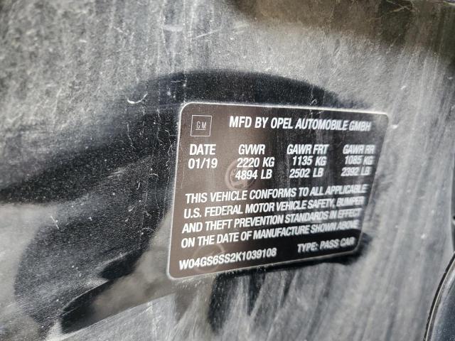 W04GS6SS2K1039108 - 2019 BUICK REGAL GS Սև լուսանկար 12