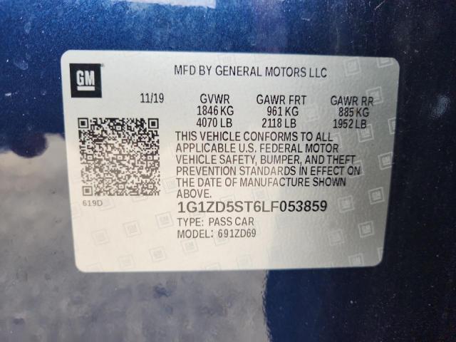 1G1ZD5ST6LF053859 - 2020 CHEVROLET MALIBU LT BLUE photo 12