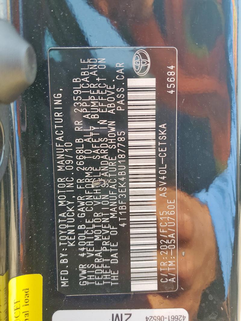 4T1BF3EK4BU187785 - 2011 TOYOTA CAMRY BASE Qara foto 13