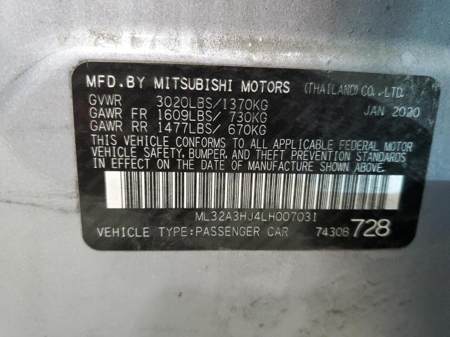 ML32A3HJ4LH007031 - 2020 MITSUBISHI MIRAGE ES SILVER photo 12