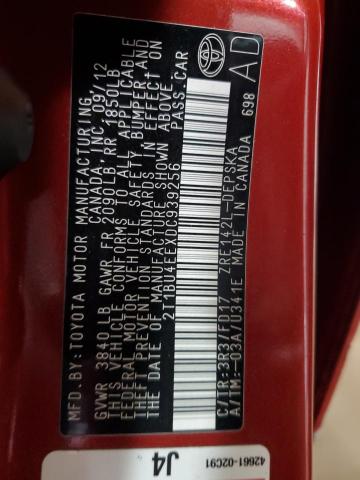 2T1BU4EEXDC939256 - 2013 TOYOTA COROLLA BASE Червоний фото 12