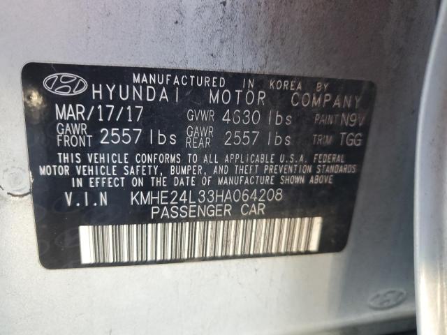 KMHE24L33HA064208 - 2017 HYUNDAI SONATA HYBRID SILVER photo 12