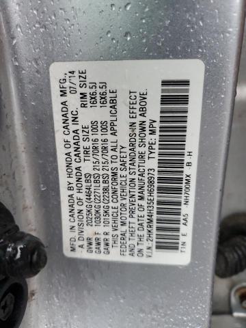 2HKRM4H35EH698973 - 2014 HONDA CR-V LX SILVER photo 13