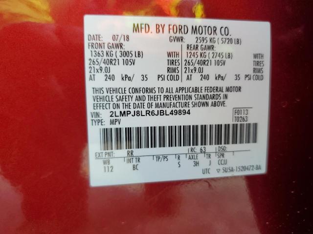 2LMPJ8LR6JBL49894 - 2018 LINCOLN MKX RESERVE Rojo foto 13