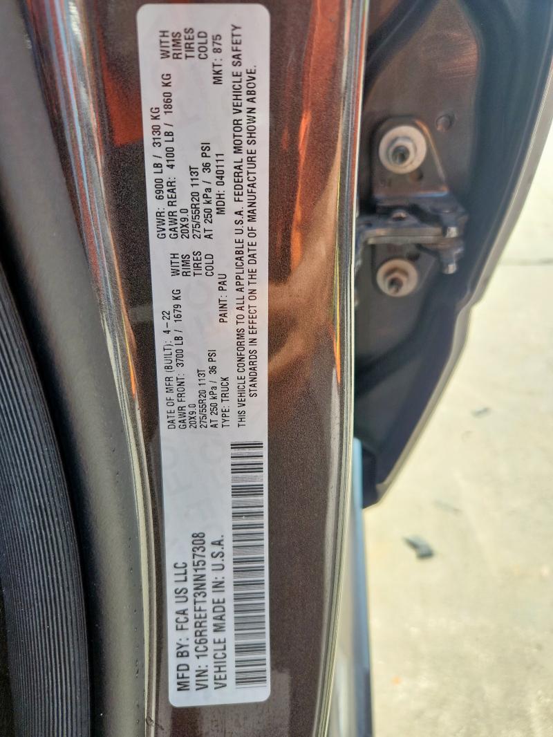 1C6RREFT3NN157308 - 2022 RAM 1500 BIG HORN/LONE STAR GRAY photo 13