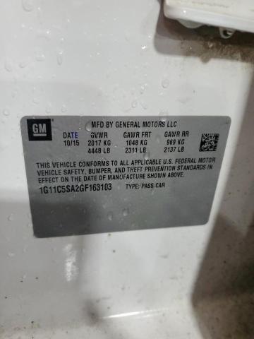 1G11C5SA2GF163103 - 2016 CHEVROLET MALIBU LIM LT 白色 照片 12