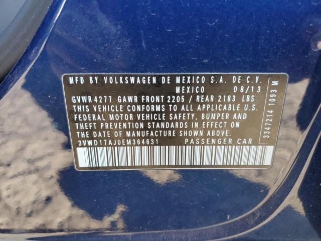 3VWD17AJ0EM364631 - 2014 VOLKSWAGEN JETTA SE BLUE photo 12